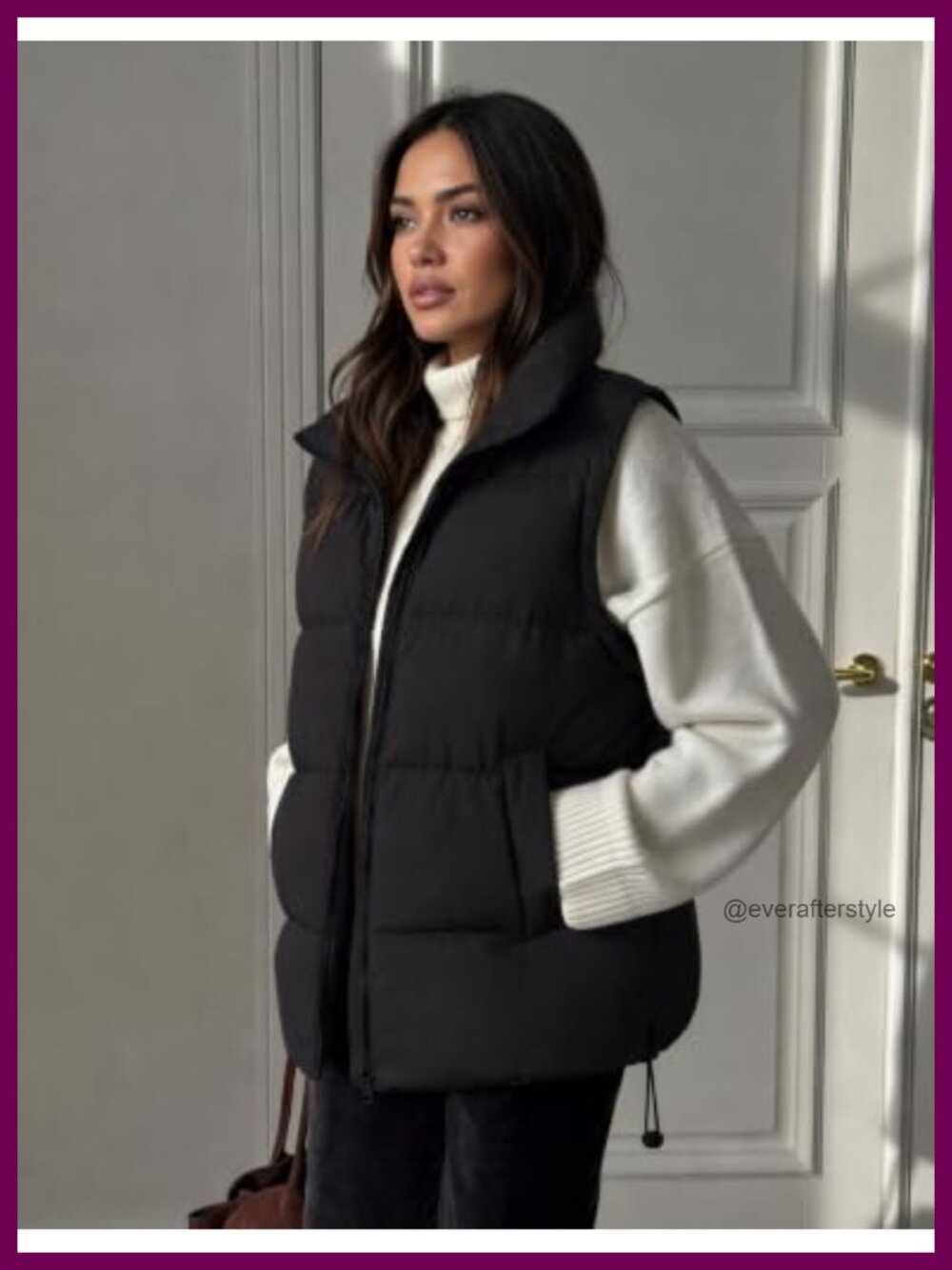 Quilted Puffer Vest Sleeveless Zip-Up Winter Coat - Picture 3 of 6
